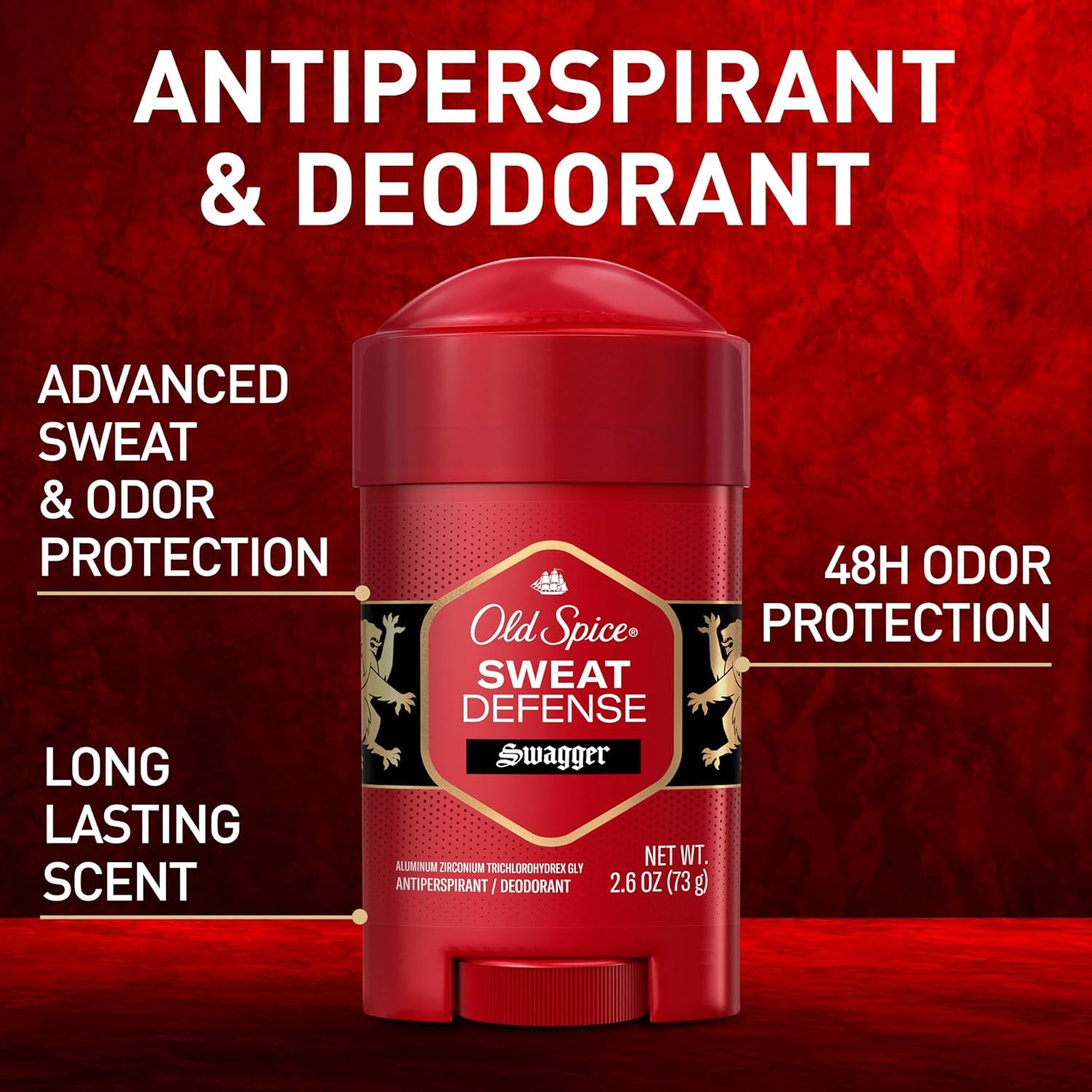 Sweat Defense Antiperspirant & Deodorant for Men, 24/7 Ultimate Sweat Protection, Long Lasting Scent, Soft Solid, Swagger with Cedarwood Scent, 2.6 Oz