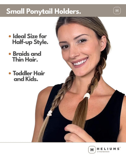 Small Hair Ties - Gold - 1 Inch Seamless No-Damage Ponytail Holders for Kids, Braids and Thin Hair - 20 Count