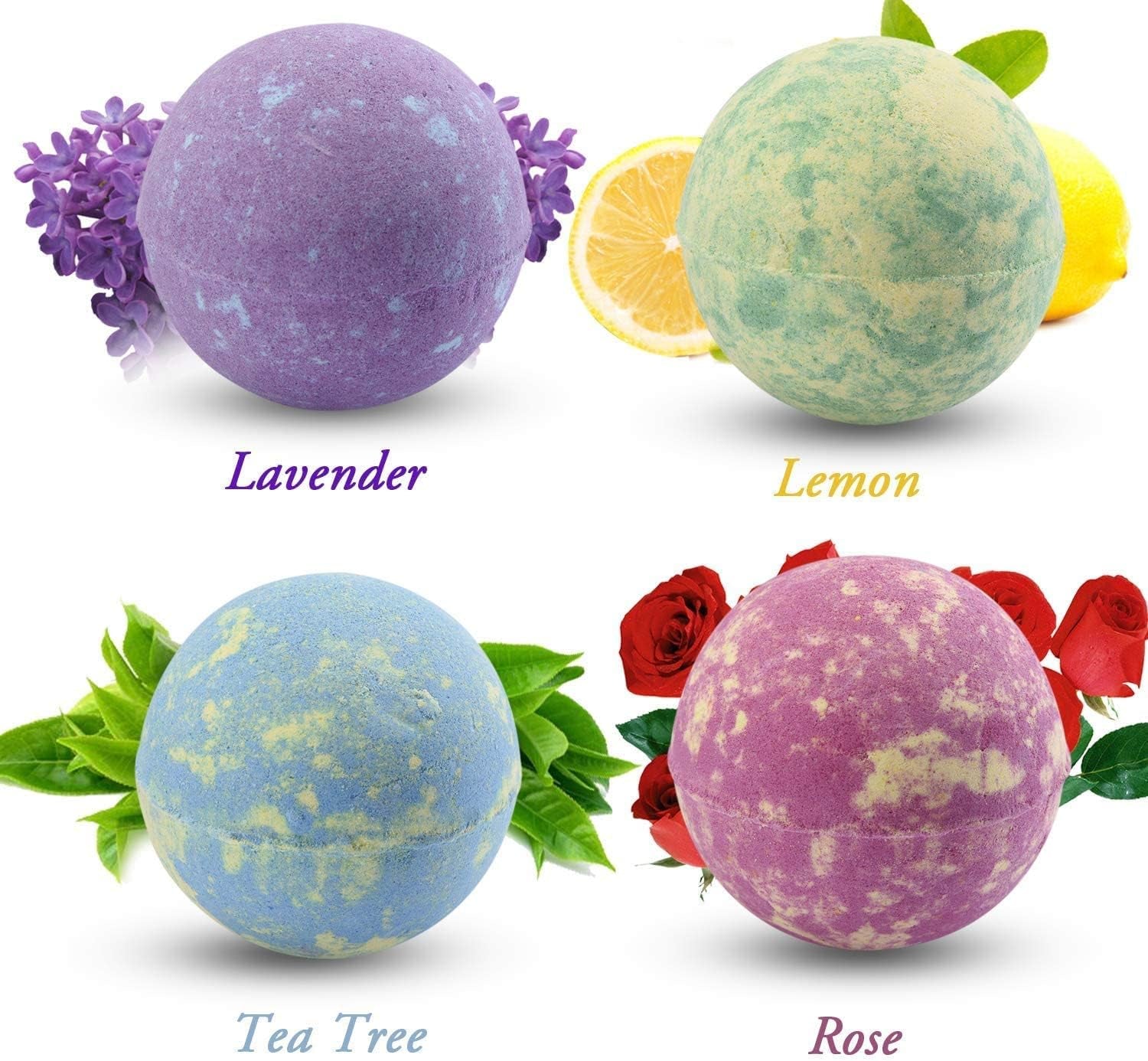 Bath Bombs Scented Candles Set, Handmade Essential Oil Relaxing Bathbombs, Bubble Spa. Bath Bombs for Women Gifts for Women Mothers Day Gifts. Fizzy to Moisturize Dry Skin (4 Bath Bomb+2 Candles)