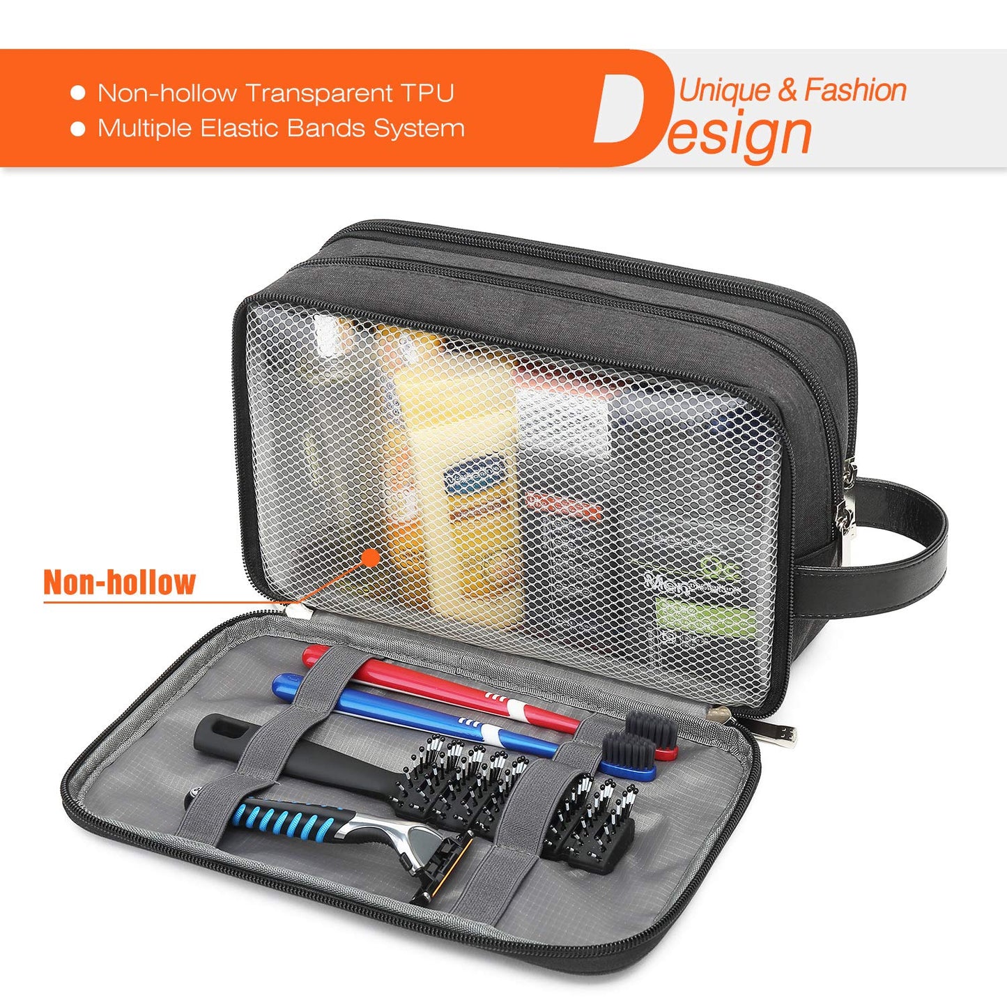 Travel Toiletry Bag for Women and Men, Dopp Kit Shaving Bag for Toiletries, Makeup Cosmetic Bag for Travel Accessories, Large Capacity Toiletry Travel Bag Portable Carry on Essentials Organizer