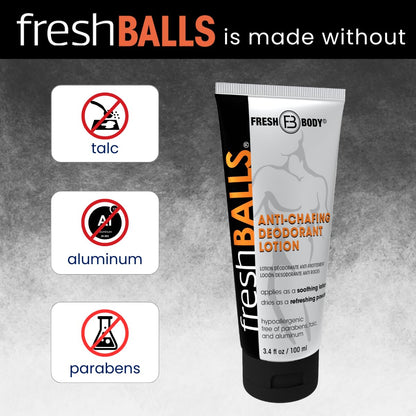 FRESH BALLS Lotion (4 Pack) | Anti-Chafing Men'S Soothing Cream to Powder Balls Deodorant and Hygiene for Groin Area, 3.4 Fl Oz